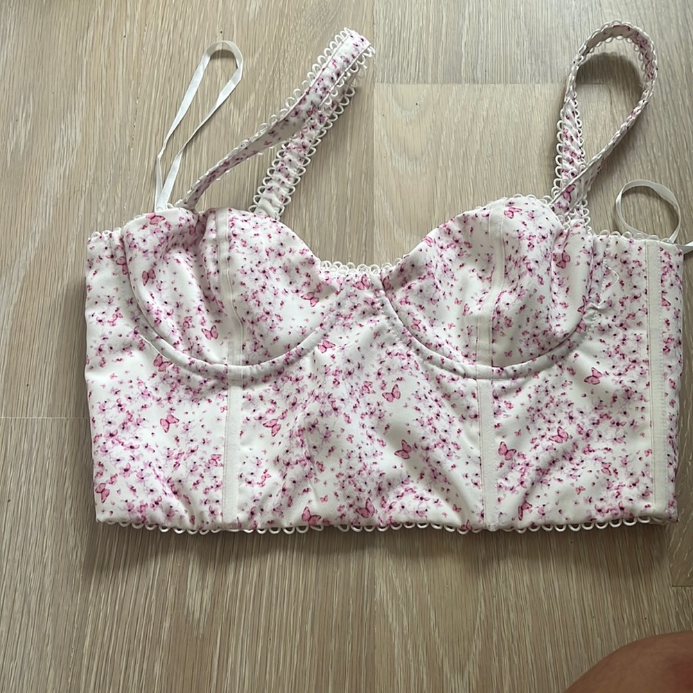 White fox corset top